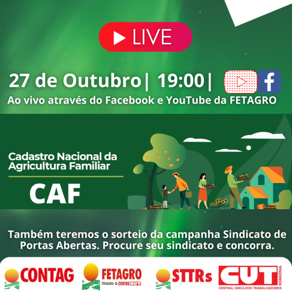 LIVE DA FETAGRO -  Cadastro Nacional da Agricultura Familiar